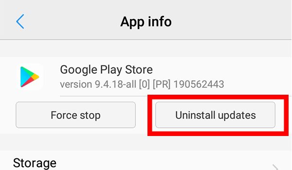 Отменена версия на Google Play